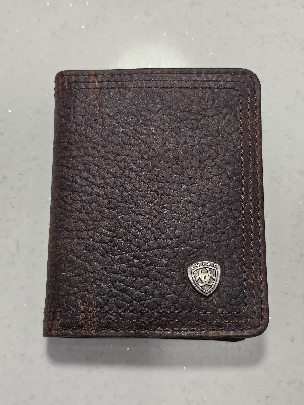 Ariat Bifold Flip Concho Rowdy Leather Wallet Brown